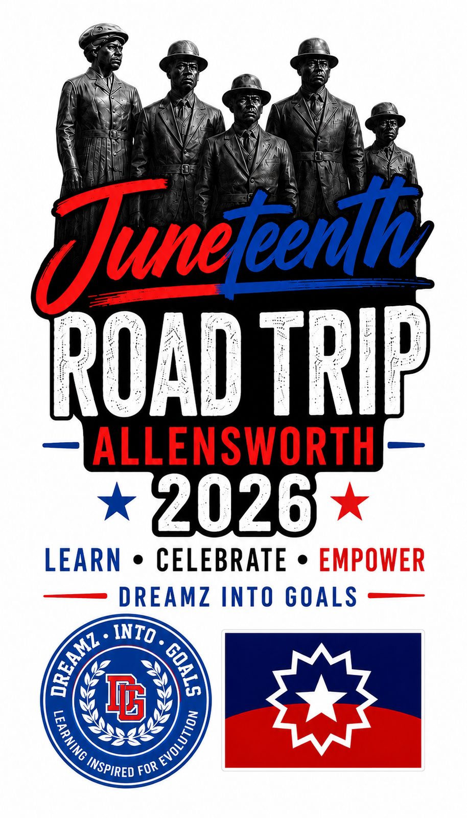 Juneteenth Road Trip Allensworth 2026 artwork: Learn, Celebrate, Empower.